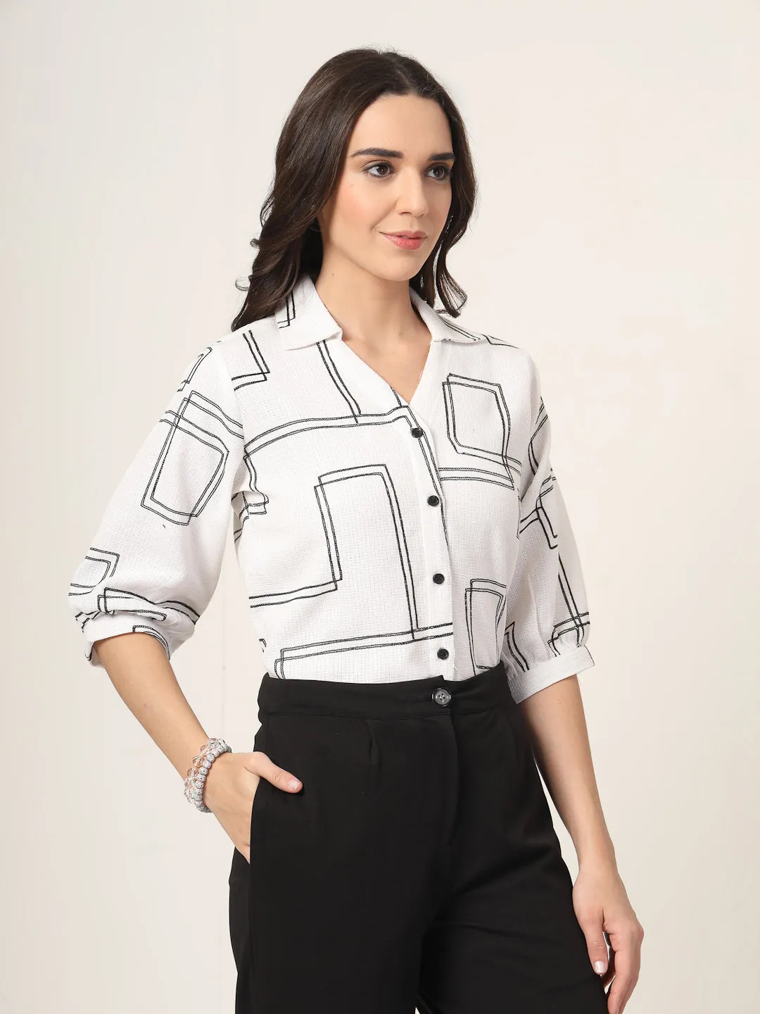 Style Quotient Women White and black Oversize Shirt