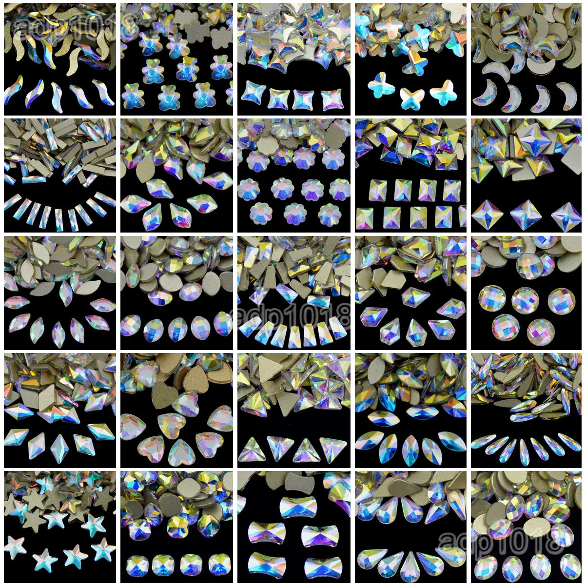 Top Czech AB Crystal Multi-Shape Rhinestone Flatbacks Nail Art Decoration