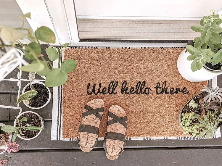Well Hello There Vinyl Coir Doormat
