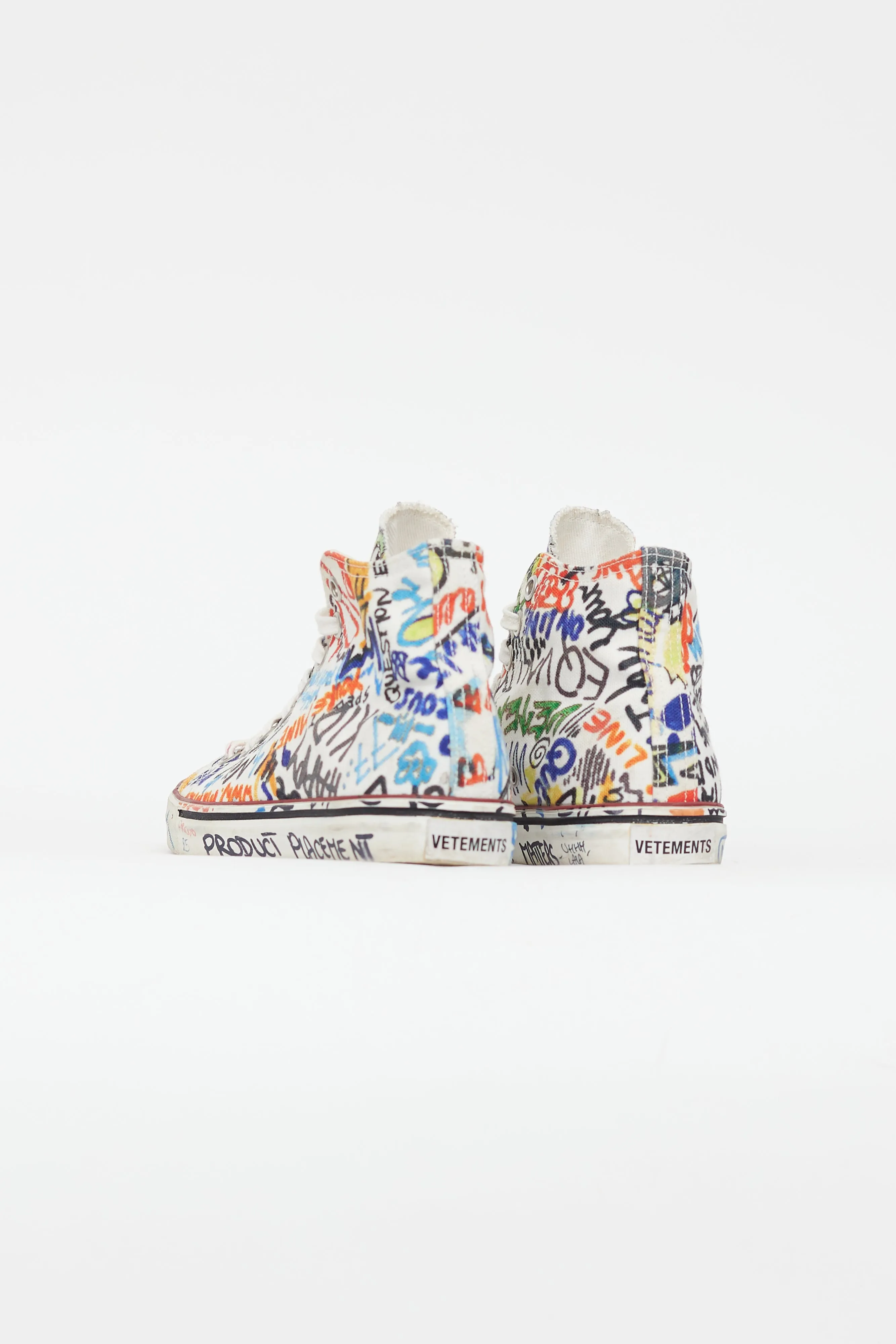 White & Multi Graffiti Hi-Top Sneaker