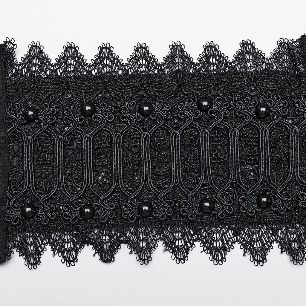 Women's Gothic Beaded Lace Lace-up Underbust Corset