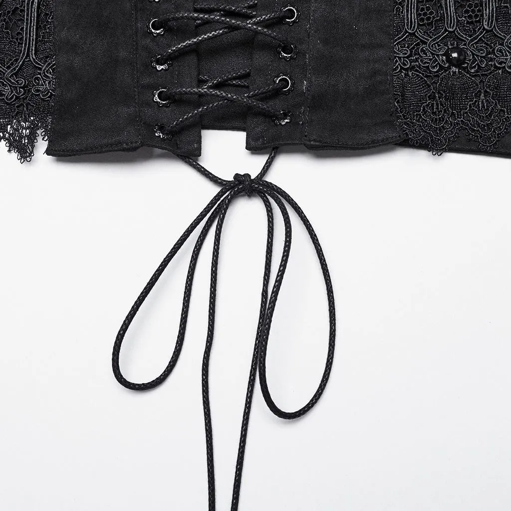 Women's Gothic Beaded Lace Lace-up Underbust Corset