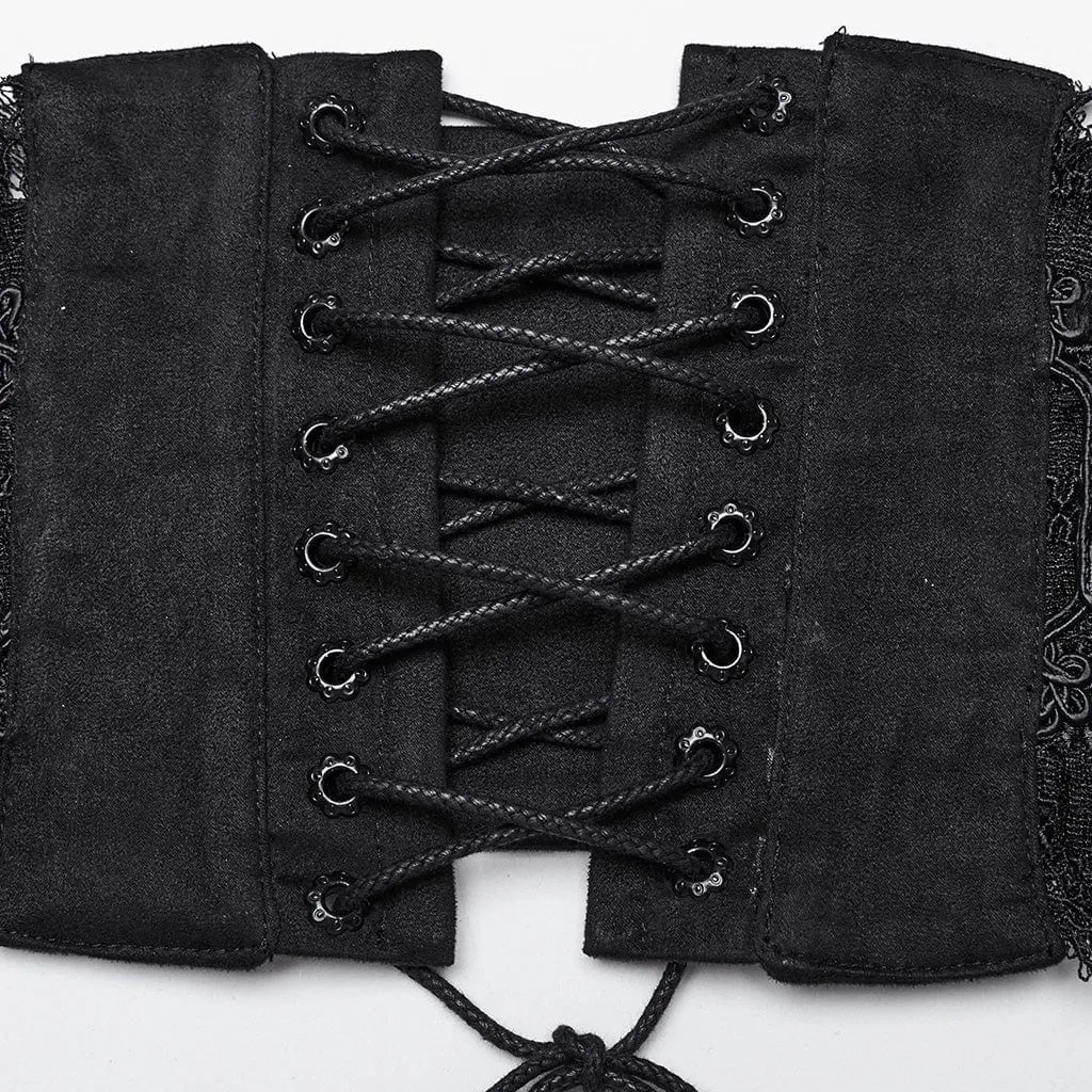 Women's Gothic Beaded Lace Lace-up Underbust Corset