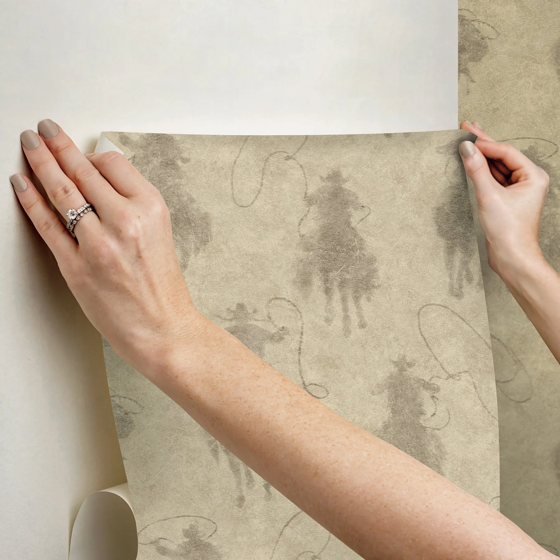 Yellowstone Stockman Silhouette Beige Peel & Stick Wallpaper
