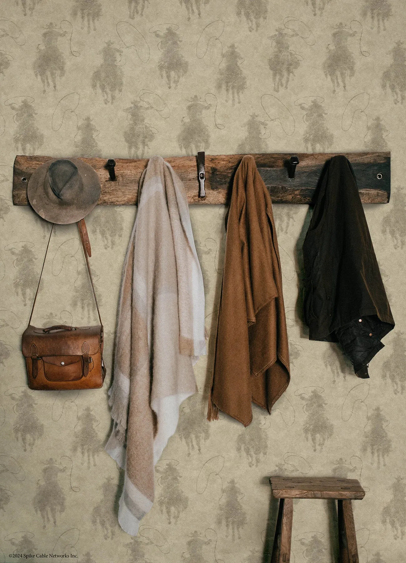 Yellowstone Stockman Silhouette Beige Peel & Stick Wallpaper