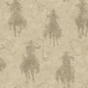 Yellowstone Stockman Silhouette Beige Peel & Stick Wallpaper