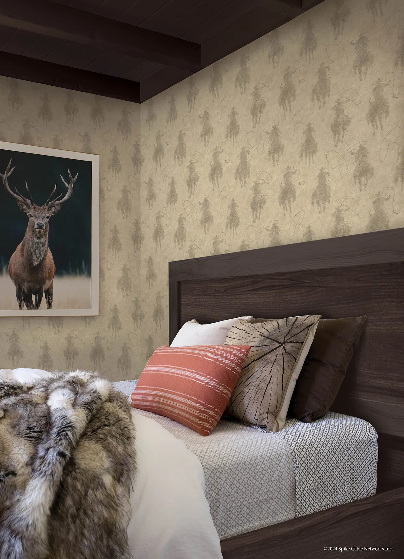 Yellowstone Stockman Silhouette Beige Peel & Stick Wallpaper